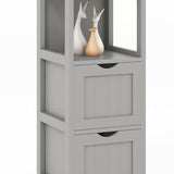 Tangkula Bathroom Storage Cabinet with 2 Drawers, Side Floor Cabinet with 2 Switchable Drawers (White)