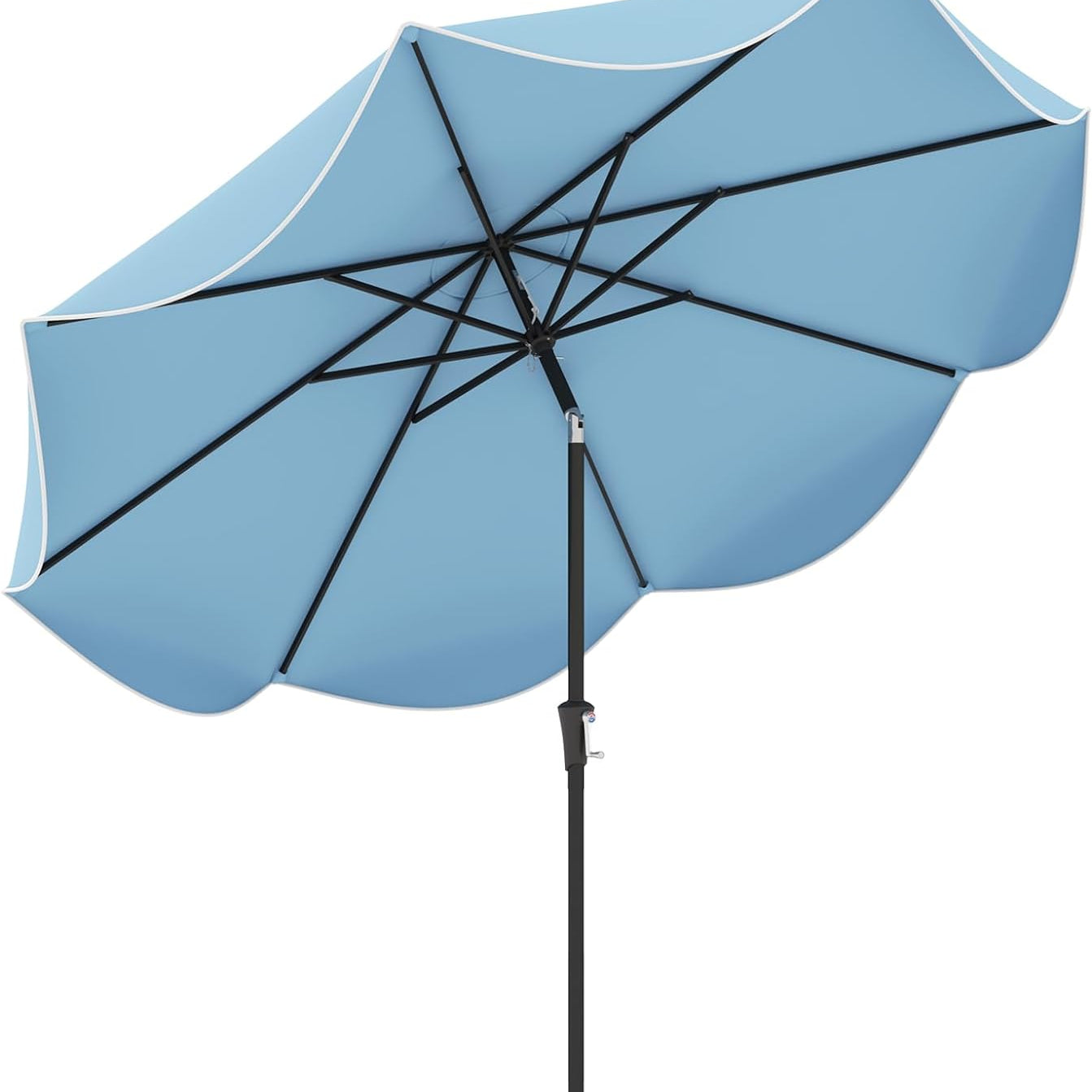 Tangkula 9Ft Patio Umbrella, Outdoor Umbrella with Crank Handle, Push Button Tilt, 2-Tier Beach Umbrella with Sun-Protective Canopy