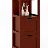 Tangkula Bathroom Storage Cabinet with 2 Drawers, Side Floor Cabinet with 2 Switchable Drawers (White)