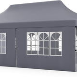 Tangkula 10x20 Ft Pop Up Canopy with 6 Sidewalls, Instant Setup Canopy Tent with 2 Zippered Door, Windows, Carrying Bag