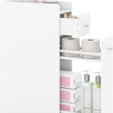 Tangkula Small Bathroom Storage Cabinet 4-Tier with Slide Out Drawers on Casters