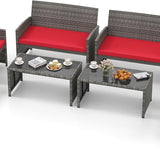 Tangkula 4 Piece Patio Wicker Furniture Set