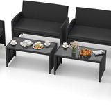 Tangkula 4 Pieces Patio Furniture Set with Tempered Glass Tabletop and Removable Cushion