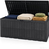 Tangkula Outdoor Storage Box | Waterproof PP Resin Patio Storage Box with Lockable Lid