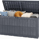 Tangkula Outdoor Storage Box | Waterproof PP Resin Patio Storage Box with Lockable Lid