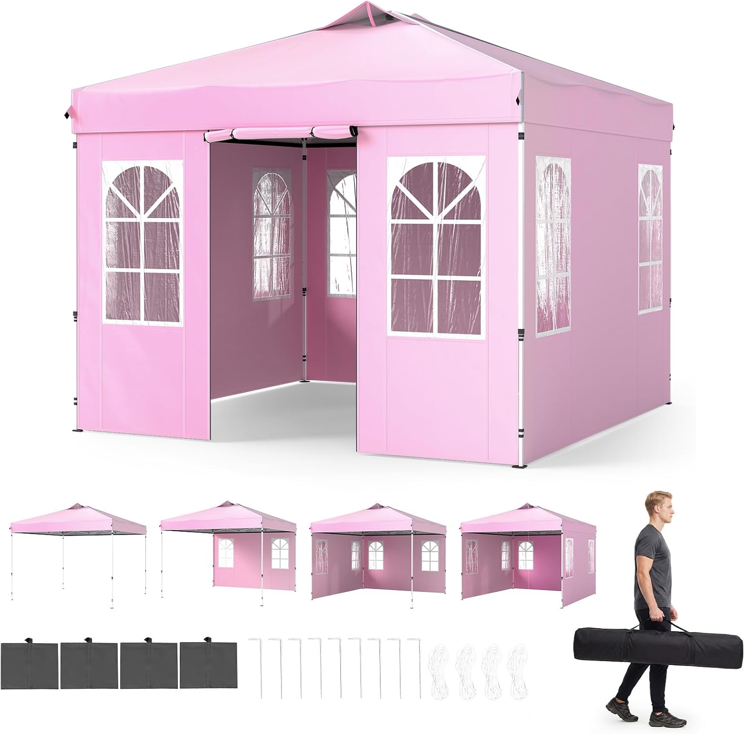 Tangkula 10x10 FT Outdoor Pop Up Canopy with 4 Sidewalls