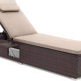 Tangkula Patio Chaise Lounge, Outdoor PE Rattan Lounge Chair w/ 6-Level Backrest