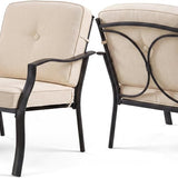 Tangkula 2/4 Pieces Outdoor Dining Chairs | Heavy Duty 330 lbs Metal Frame Ergonomic Design Patio Chair with Soft Cushions