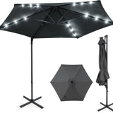 Tangkula 10ft Patio Offset Cantilever Outdoor Umbrella with LED Lights