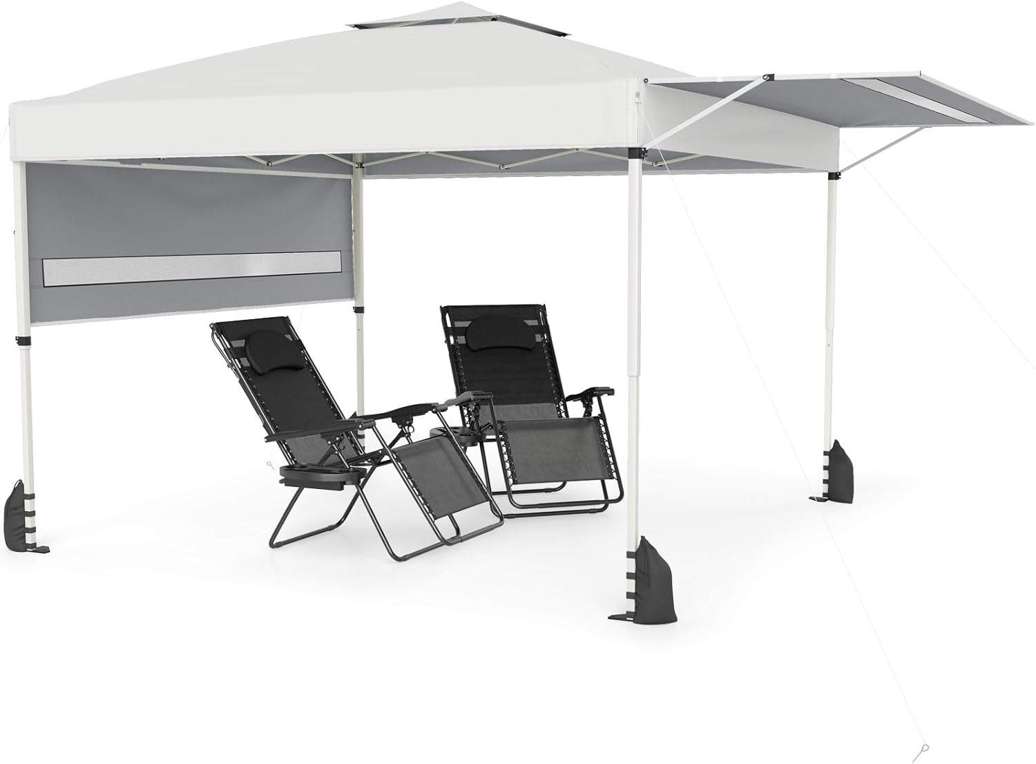Tangkula 10x17 Ft Pop Up Canopy with Center Lock | Easy Setup Outdoor Canopy with 2 Adjustable Awnings