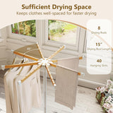 Tangkula 4 Legs Foldable Clothes Drying Rack with 8 Bamboo Hanging Rods and 40 Hanger Slots