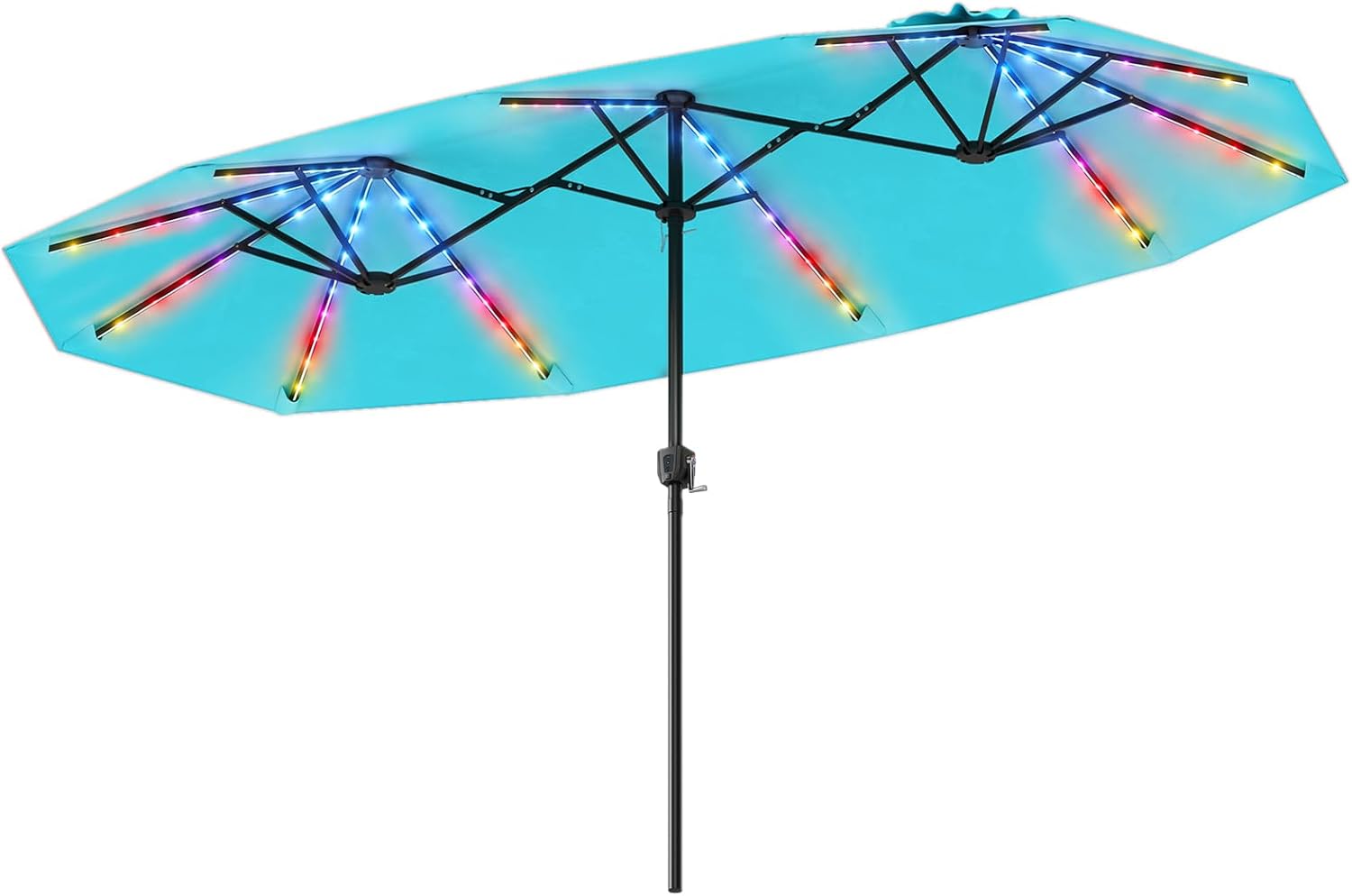 Tangkula 13 Ft Double-Sided Extra Large Outdoor Market Table Umbrella with 108 Multi-Colored Flowing LED Lights