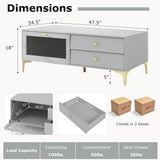 Tangkula Gray TV Stand for 55-Inch TV, 47.5” TV Console Table with Drawers