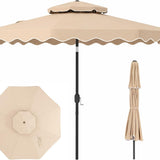 Tangkula 9.5 FT Scalloped Patio Umbrella with Tilt Adjustment & Crank