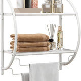 Tangkula Wall Mount 2 Tier Bathroom Shelf with Towel Bars, 18"W X 10"D X 22"H