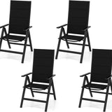Tangkula Patio Folding Chair, Outdoor Dining Chairs with Soft Padded Seat, 7-Position Adjustable Backrest, Armrests
