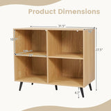 Tangkula 4-Cube Bookshelf, Wood Bookcase & 5 Metal Legs