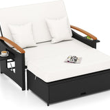 Tangkula Patio Rattan Daybed with 4-Level Adjustable Backrest