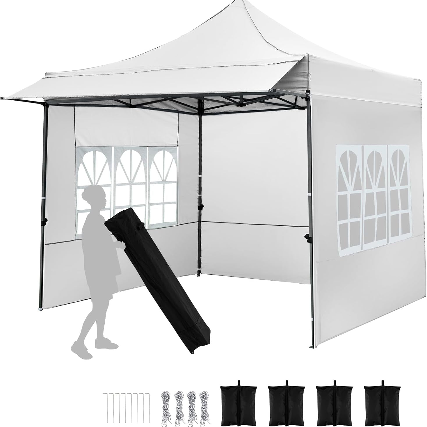 Tangkula 10 x 10 FT Pop up Canopy Tent with Sidewalls and Awning for Party Picnic Event