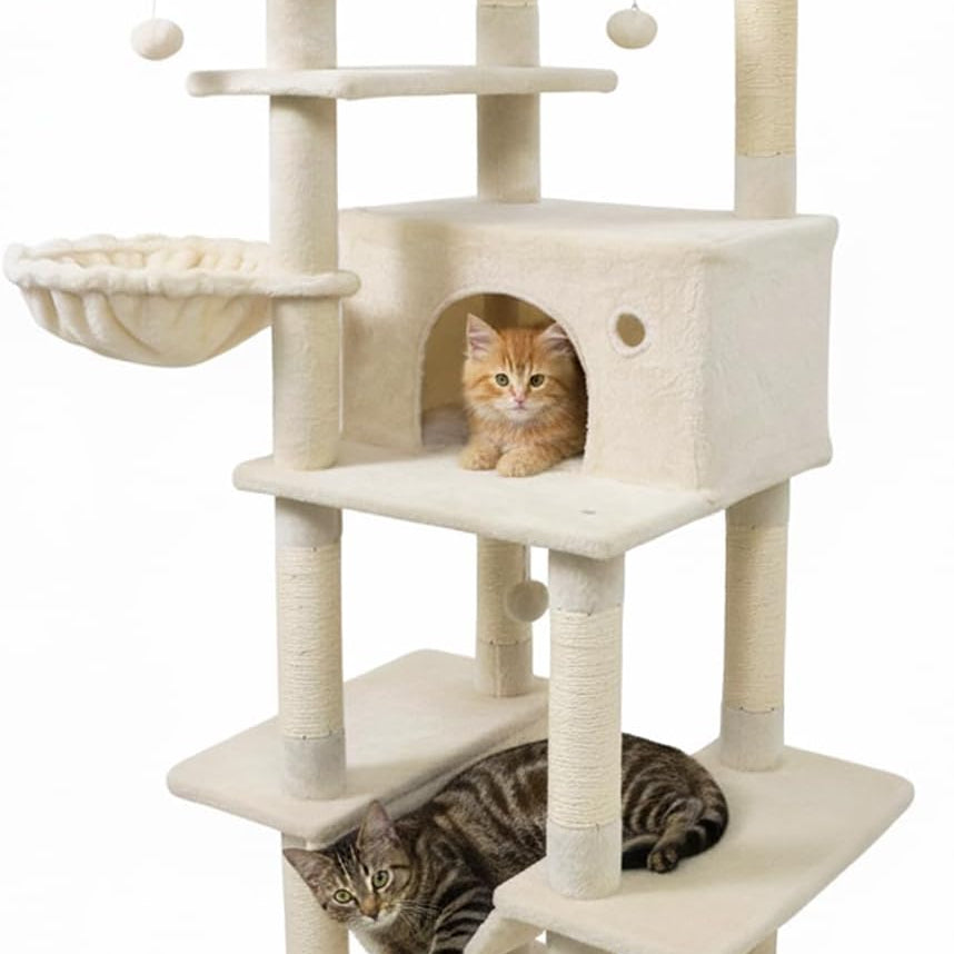 Tangkula 63 Inch Large Cat Tower with Sisal Scratching Posts