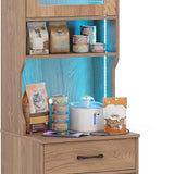 Tangkula 60" Tall Cat Litter Box Enclosure | Adjustable LED Light, Storage Shelves