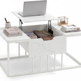 Tangkula Lift Top Coffee Table with Hidden Storage | Rectangle Flip Top Center Table with Heavy-Duty Metal Frame