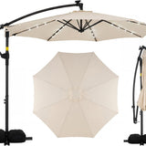 Tangkula 10ft Solar Patio Umbrella with Base Included