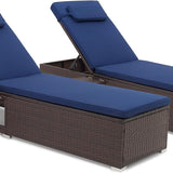 Tangkula Patio Chaise Lounge, Outdoor PE Rattan Lounge Chair w/ 6-Level Backrest