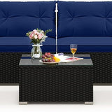 Tangkula 5 Piece Rattan Sofa Set, Outdoor Wicker Furniture Set w/Seat & Back Cushions