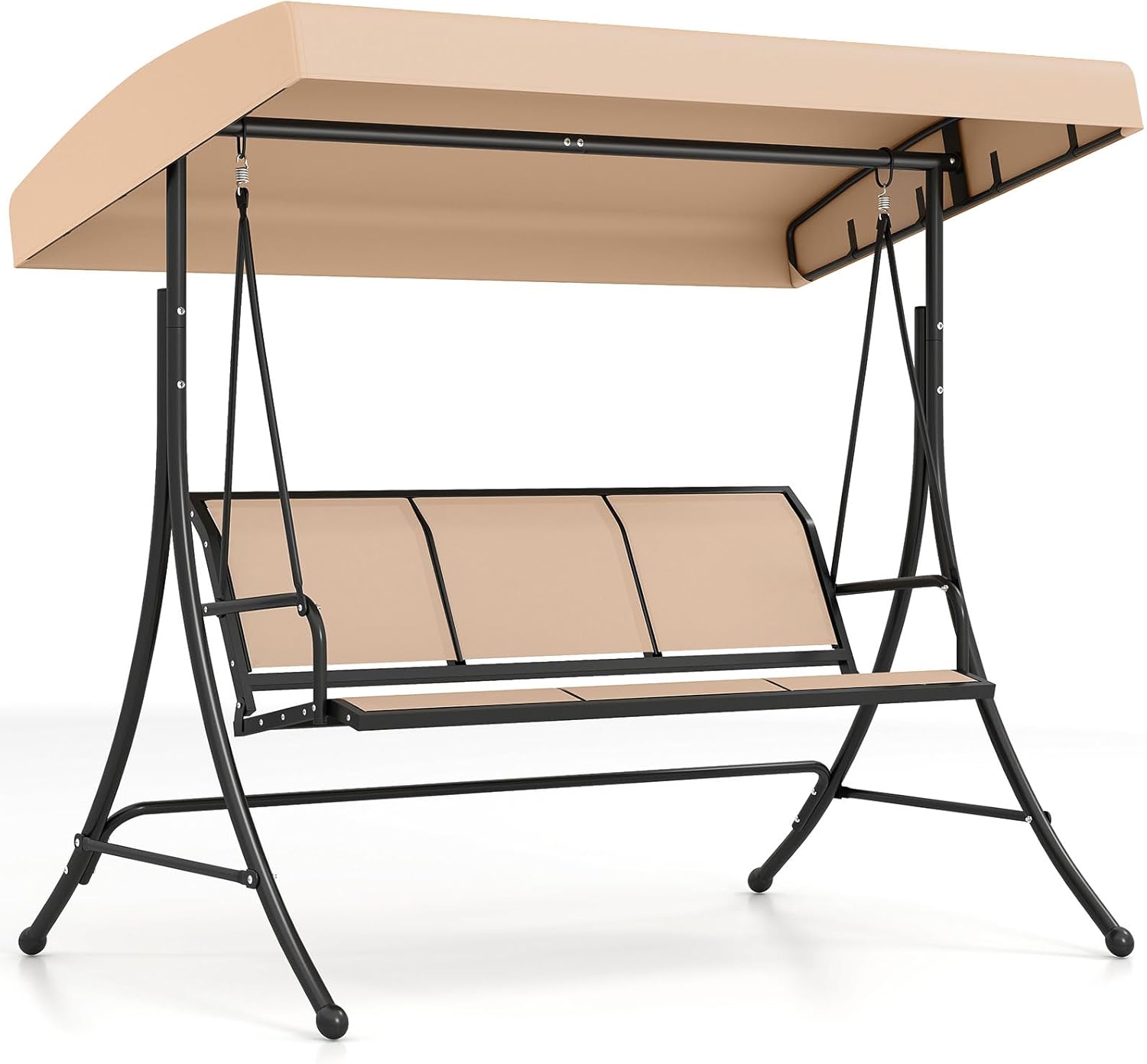 Tangkula 3 Person Porch Swing | Patio Swing with Adjustable Canopy