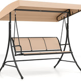 Tangkula 3 Person Porch Swing | Patio Swing with Adjustable Canopy