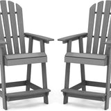 Tangkula Outdoor Bar Stool, HDPE Tall Adirondack Chair with Armrest & Footrest