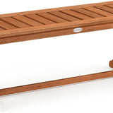Tangkula Wood Outdoor Bench Backless, 2-Person Patio Dining Bench