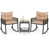 Tangkula 3 Piece Patio Rocking Bistro Set