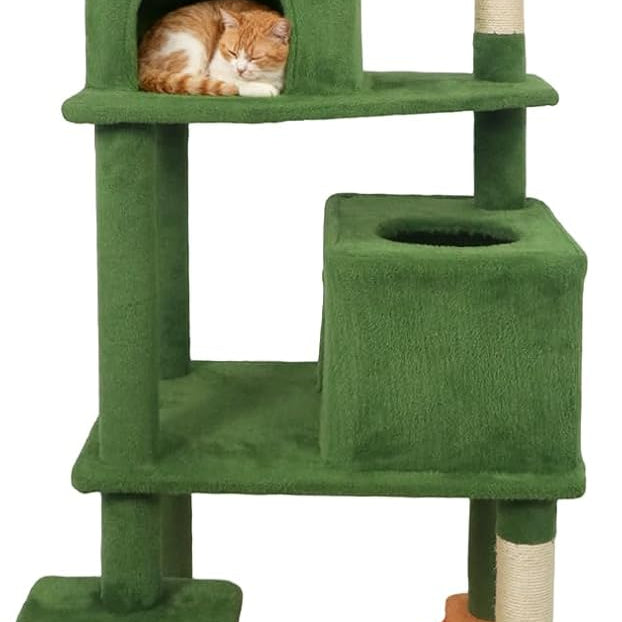 Tangkula Multi-level Cat Tree Modern Cat Tower with Upholstered Perch and 2 Cat Condo