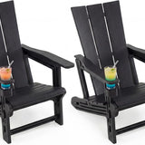 Tangkula Adirondack Chairs with Wood Texture for Garden (1/2/4)