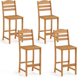Tangkula 29.5" Solid Acacia Wood Bar Stool with Backrest and Footrest (1/2/4)