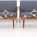 Tangkula 4 Piece Outdoor Conversation Set, Acacia Wood Sofa Set with Soft Seat & Back Cushions
