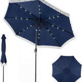 Tangkula 10 FT Solar Patio Umbrella with Fringe