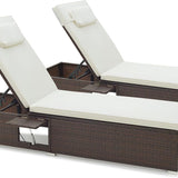 Tangkula Patio Chaise Lounge, Outdoor PE Rattan Lounge Chair w/ 6-Level Backrest