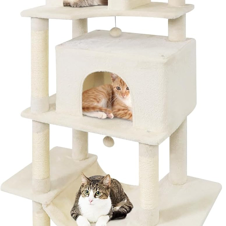 Tangkula 70 Inch Multi-Level Large Cat Tower with Sisal Scratching Posts