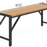 Tangkula Acacia Wood Outdoor Bench Backless Patio Dining Bench