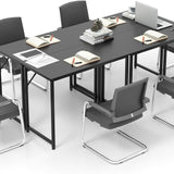 Tangkula Conference Tables, Rectangular Meeting Room Table with Adjustable Foot Pads, Seminar Table for School or College