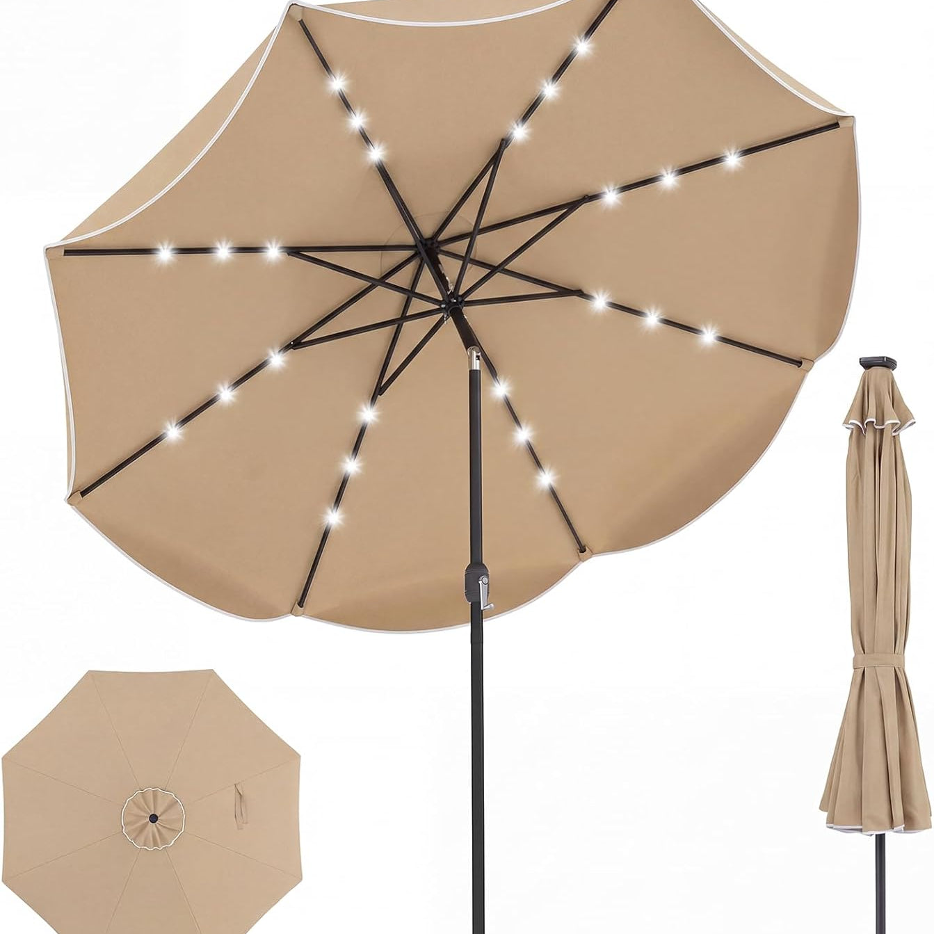 Tangkula 10 FT Solar Patio Umbrella with Base Included