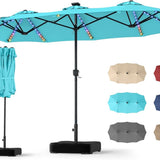 Tangkula 13 FT Double-Sided Rectangle Patio Umbrella with Base Included