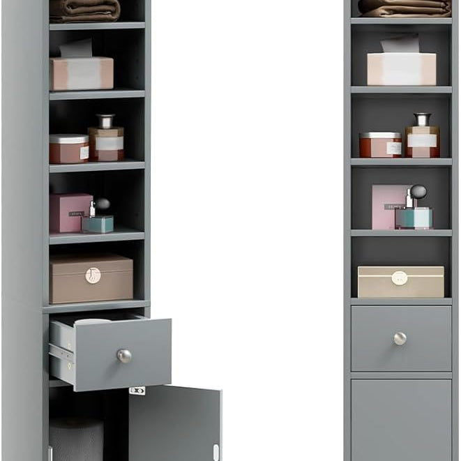 Tangkula Tall Slim Bathroom Storage Cabinet, 71" Freestanding Bathroom Cabinet Organizer