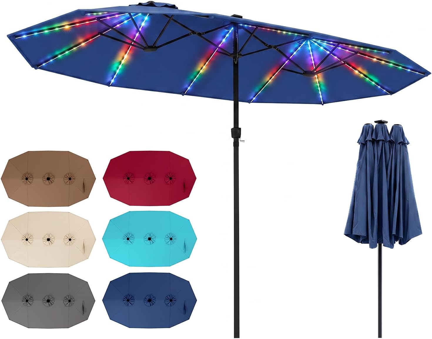 Tangkula 15.5 FT Patio Umbrella with Solar Lights
