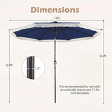 Tangkula 10 FT Solar Patio Umbrella with Fringe