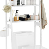 Tangkula Over-The-Toilet Storage Rack, 3-Tier Freestanding Bathroom Space Saver Shelf w/ 2 Hanging Hooks