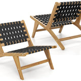 Tangkula Teak Wooden Chair, Mid Century Modern Accent Chair with Woven Webbing Seat & Backrest
